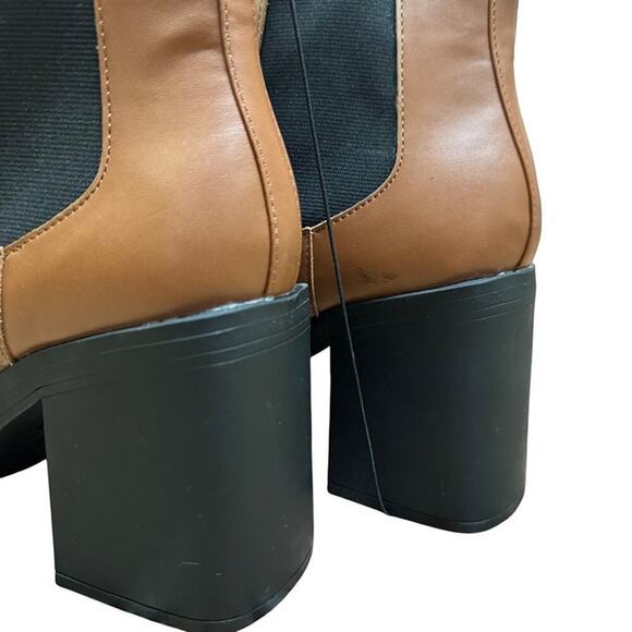 MIA Brown Leather Block Heel Ankle Boots | Chelsea Style | Size 11 - Picture 6 of 8